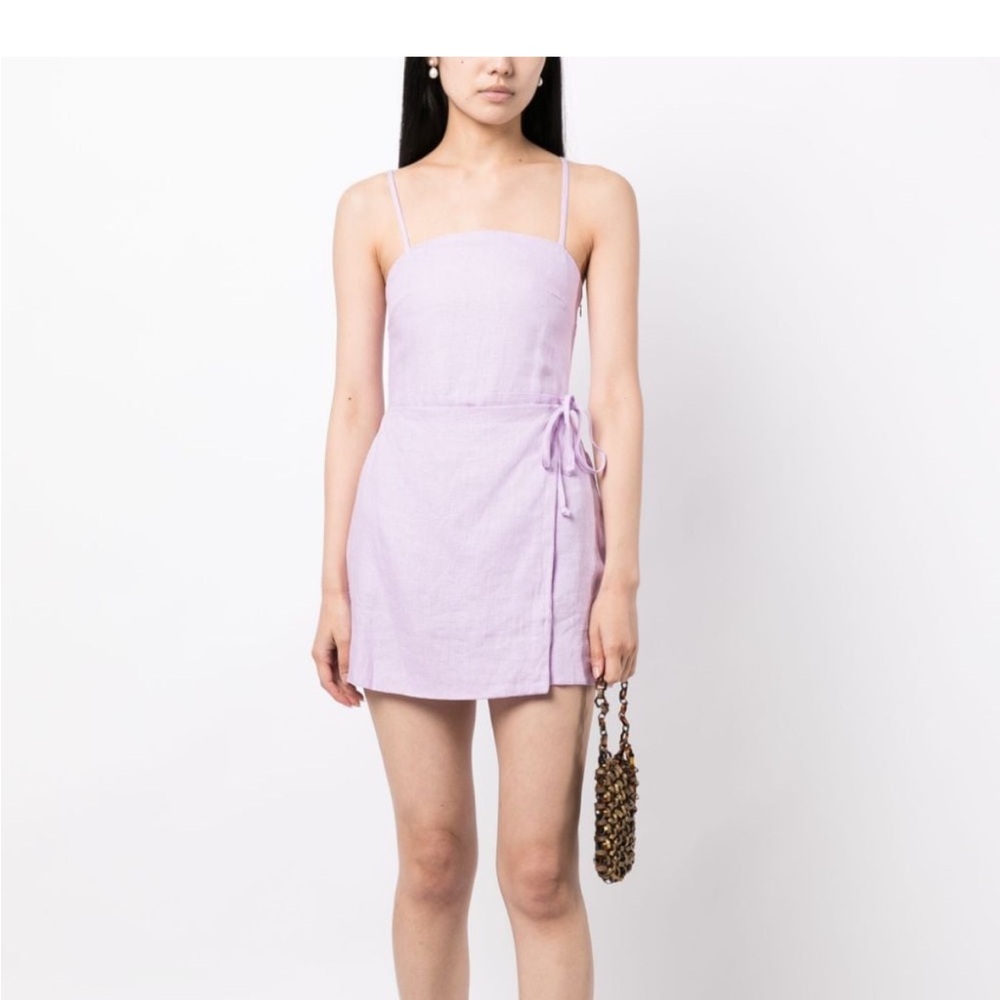 Faithful the brand lilan linen wrap mini dress